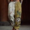 Men's Vintage Japanese Tiger Art Cozy Linen Pants