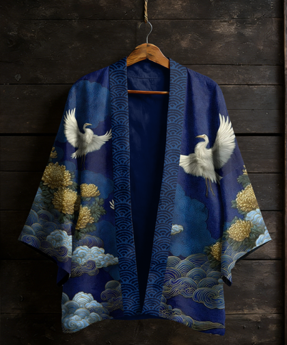 Japanese Vintage Flower Pattern Casual Kimono Cardigan