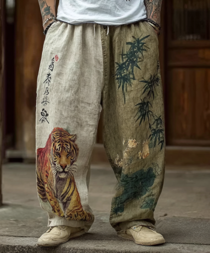 Japanese Art Retro Style Casual Cotton And Linen Long Pants