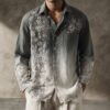 Men's Boho Floral Embroidered Gradient Linen Shirt
