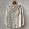 Japanese Plum Blossom Calligraphy Linen Shirt