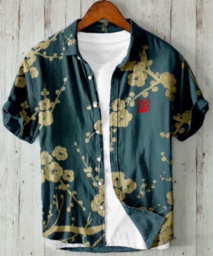 Japanese Plum Blossom Art Linen Blend Comfy Shirt