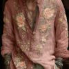 Men's Vintage Floral Embroidered Comfy Linen Shirt