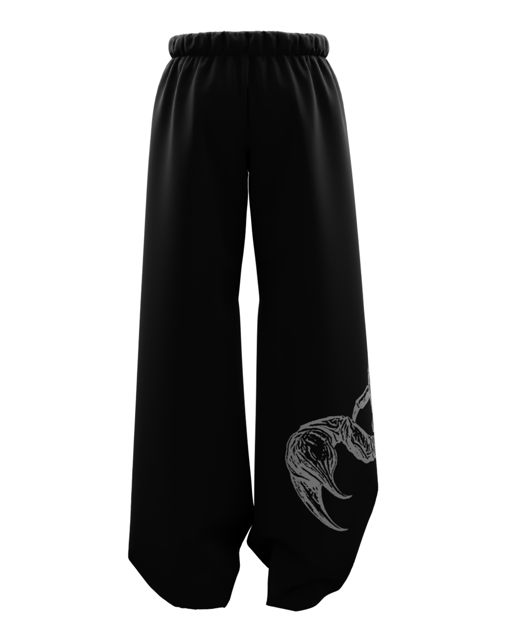 Skullpion_Black_Unisex_Straight_Fit_Baggy_Pants_back.png