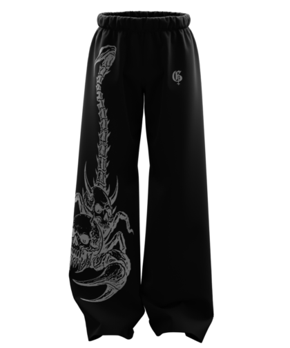 Skullpion Black Unisex Straight Fit Baggy Pants